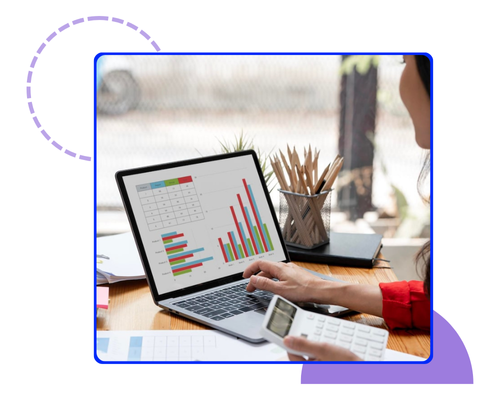 PPC Foundation & Audit process shown through campaign performance charts, analytics dashboards, and budget calculations on a laptop, highlighting data-driven advertising optimization by Brankdock.