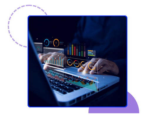 Professional analyzing real-time dashboards and performance metrics on a laptop, showcasing *Transparent Reporting & Insights* for data-driven decision-making by Brankdock