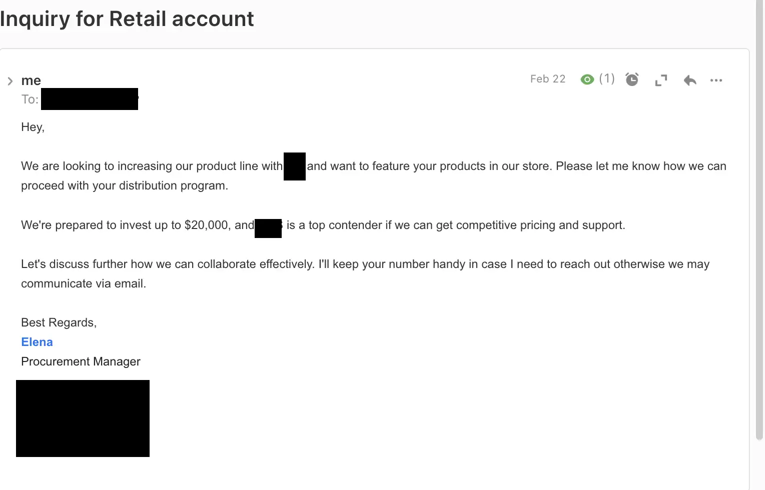 A clean, corporate-style case study graphic for Brandock titled "How to Secure a YES from Brands," showing a business professional working on a laptop surrounded by major retail brand icons.