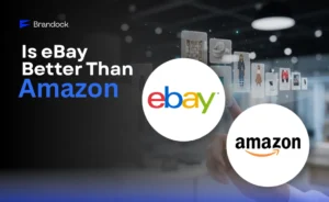 An infographic showing a side-by-side comparison of Is eBay Better Than Amazon, illustrating key differences in fees, traffic, and fulfillment to guide e-commerce entrepreneurs with Brandock's expert insights.